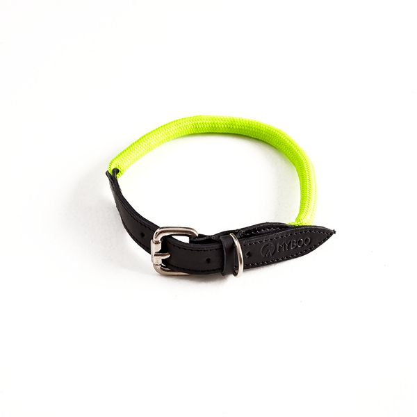 Coleira MY BOO Leather Rope - Verde Neon