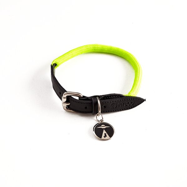 Coleira MY BOO Leather Rope - Verde Neon
